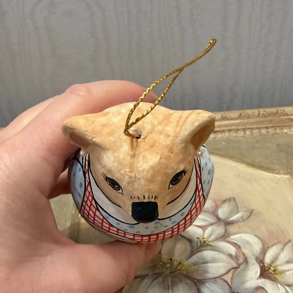 Vintage Baker Koala Bear Ornament Round Belly Papier Mache Hand Crafted Bakery